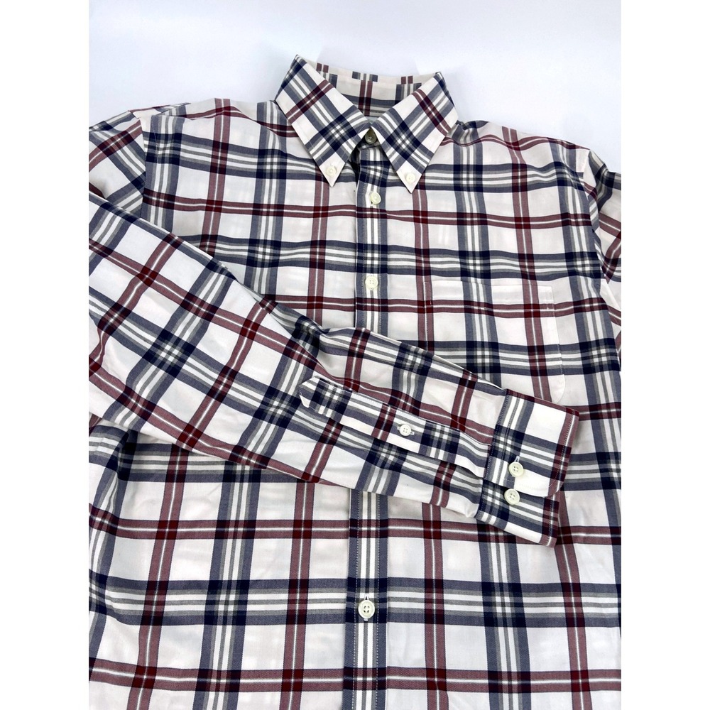 Brooks Brothers Milano Fit Plaid Button Down Shirt Men's Medium Long Sleeve